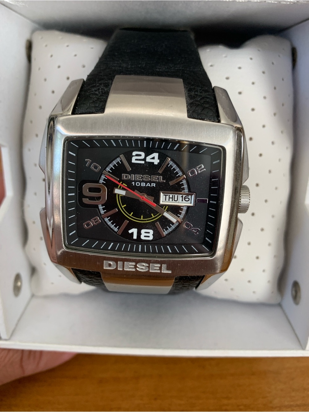 Diesel Men's Black Dial Stainless Steel Square Watch